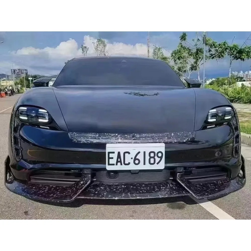 High Quality  New Style Dry Forged Carbon Fiber Front Lip Side Skirt Rear Diffusr Rear Wing for Taycan Turbo S  Perfect Fitment